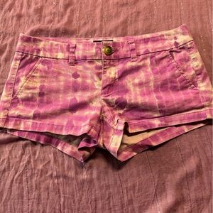 American Eagle Outfitters Purple and Tan Tie-Dye Jean Shorts